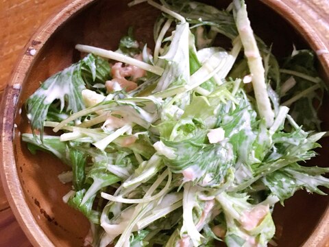 水菜とツナときゅうりのサラダ